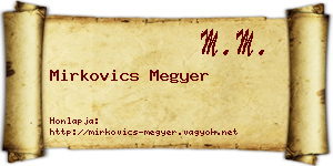 Mirkovics Megyer névjegykártya
